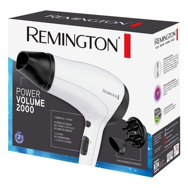 Secador de Pelo con 3 velocidades BD D3015 2 Secador Power Volumen 2000 Remington D3015